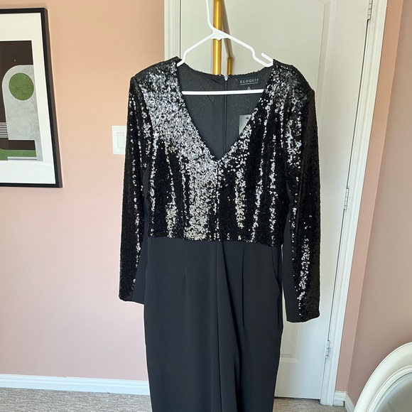 Gorgeous Sequin Jumpsuit Eloquii V-neck wide leg ready for PARTIES! 14-16 NWT - Picture 2 of 6